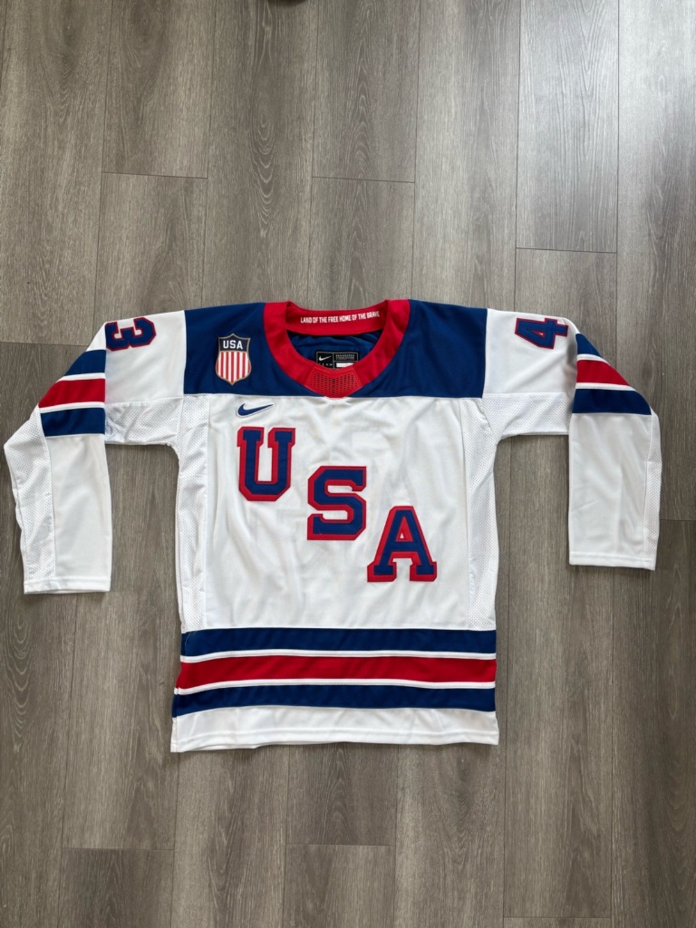 Team USA Quinn Hughes #43 USA White Hockey Jersey Milan 26 Olympics Men medium